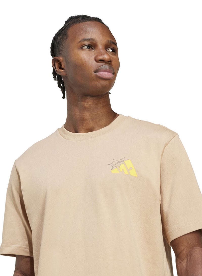 اديداس تي شيرت رجالي أديداس بطبعة جبنة أكمام قصيرة بني - Image 3